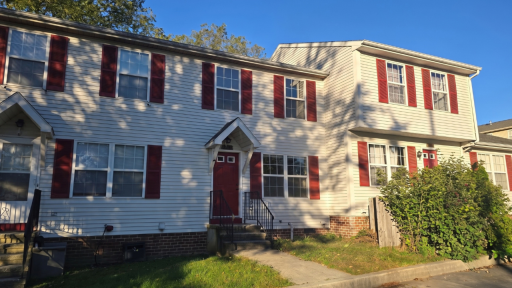 front left angle of 156 marbeth ave carlisle pa 17013 with clear blue sky and sunny day in october 2026 at 845AM